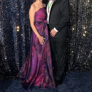 Rene Ruiz Collection Strapless Draped Chiffon Gown